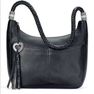 Brighton Barbados black leather hobo bag